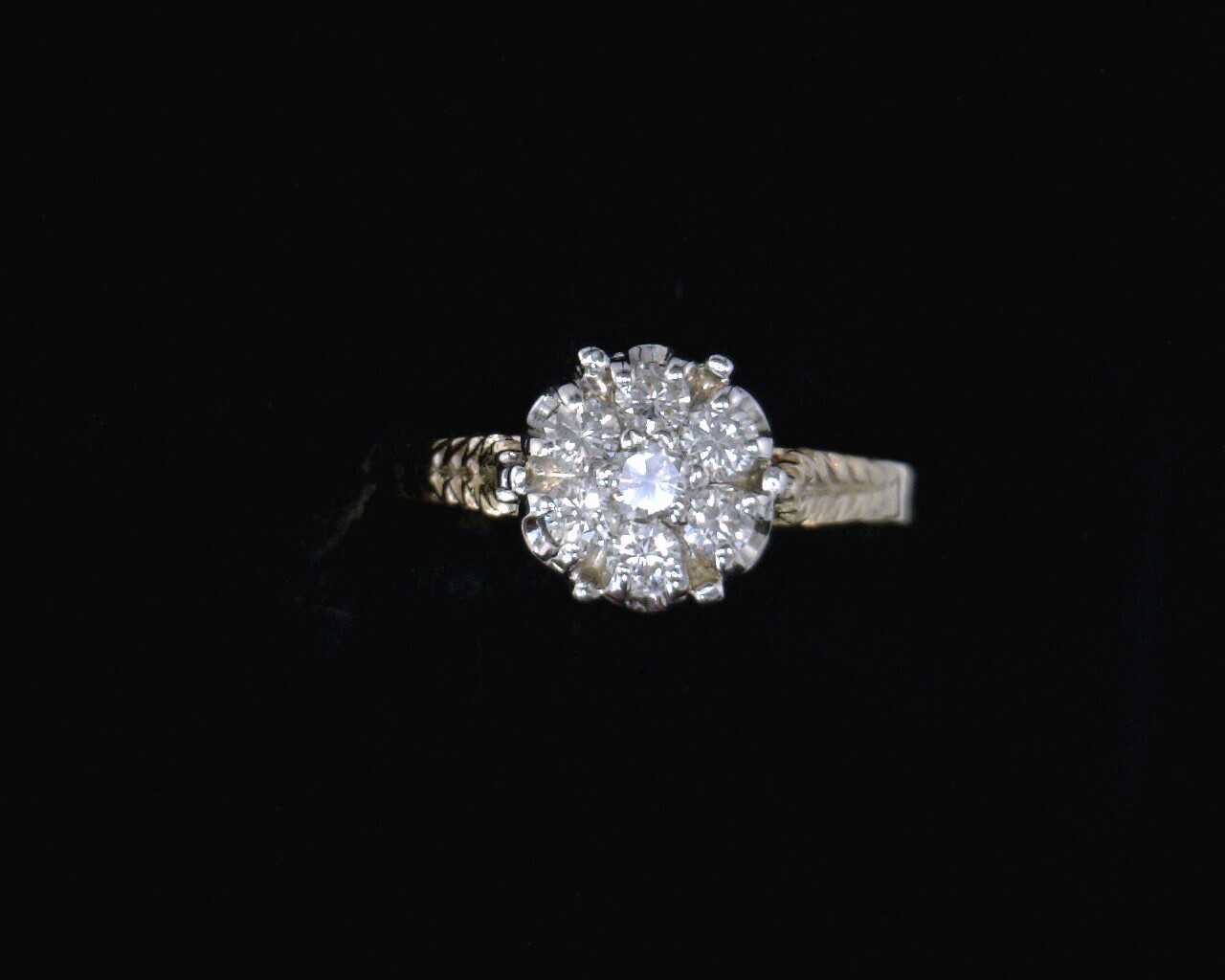 57386 Yellow Gold Lady's Diamond Cluster Ring