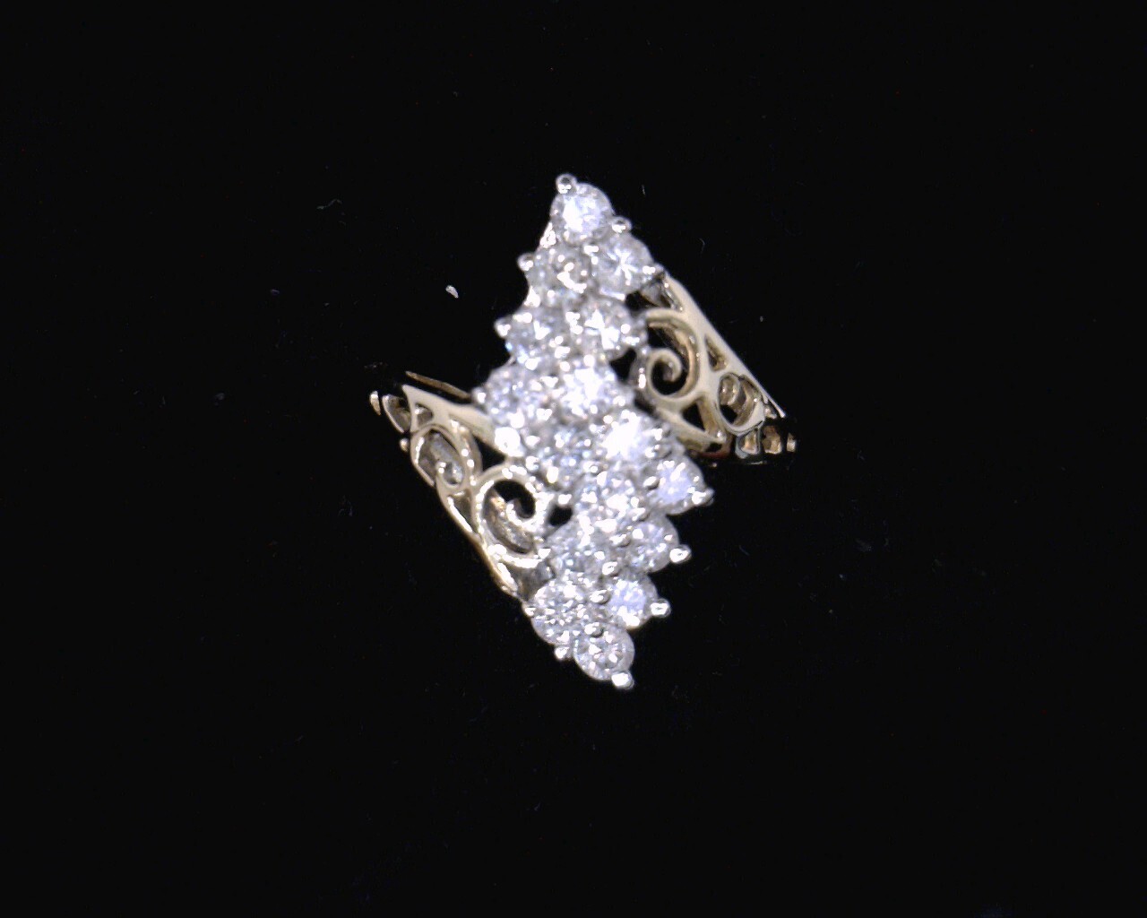 58182 Yellow Gold Lady's Diamond Waterfall Ring