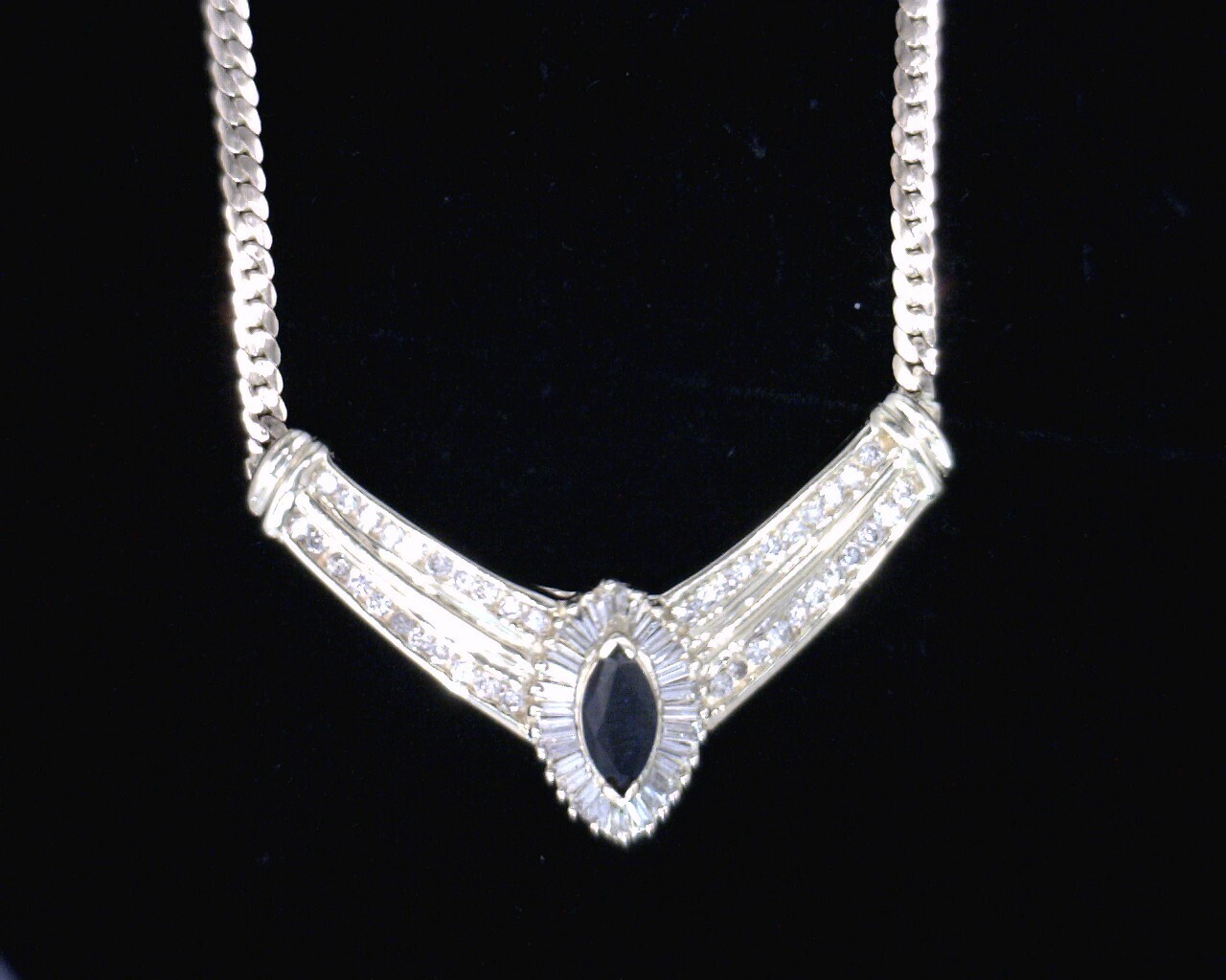 51787 Yellow Gold Lady's Blue Sapphire & Diamond Necklace