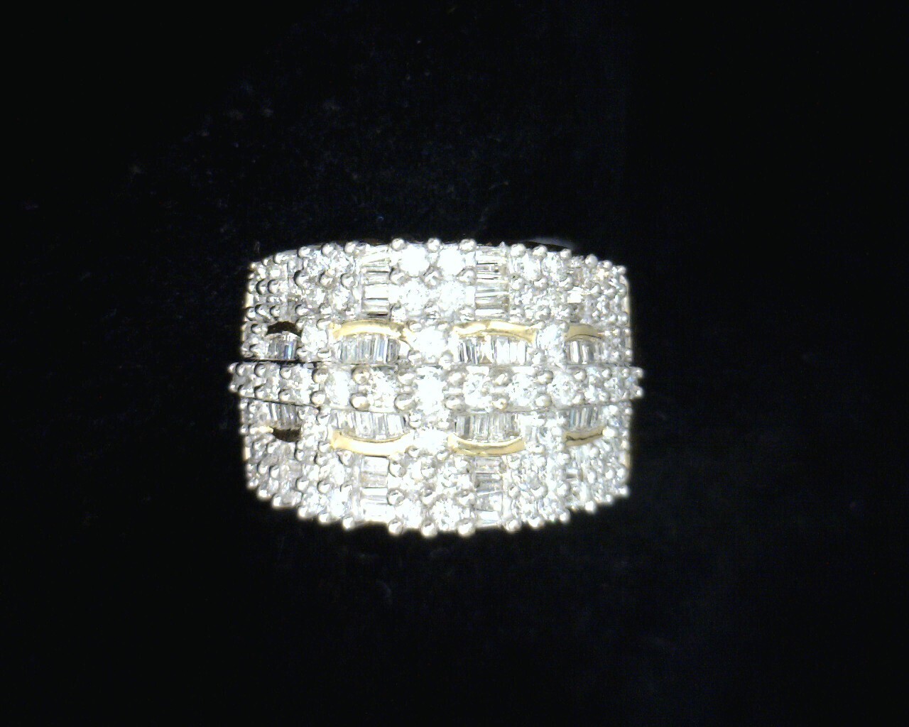 60463 Yellow Gold Diamond Wide Band Fashion Ring