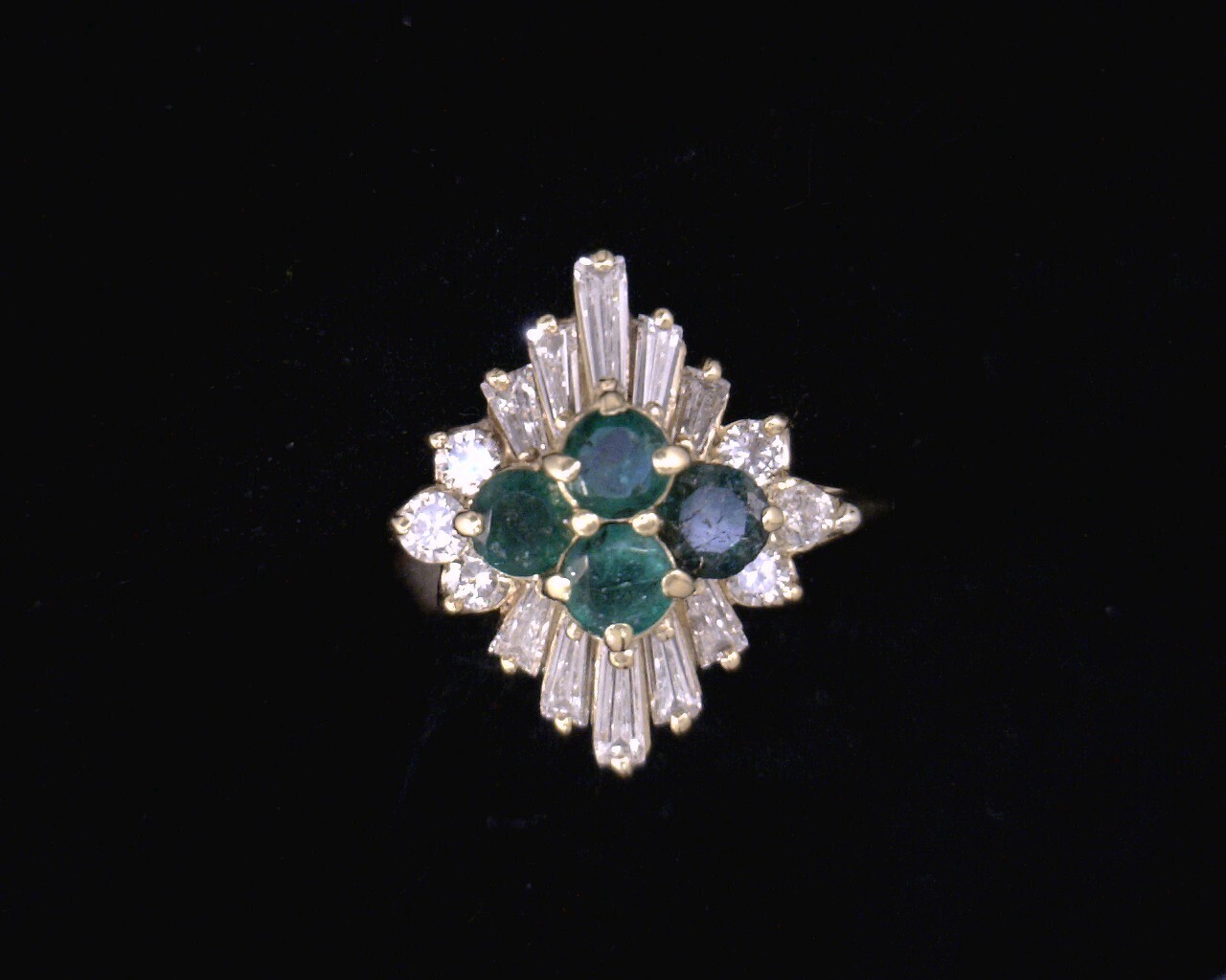 61248 Yellow Gold Emerald & Diamond Statement Ring