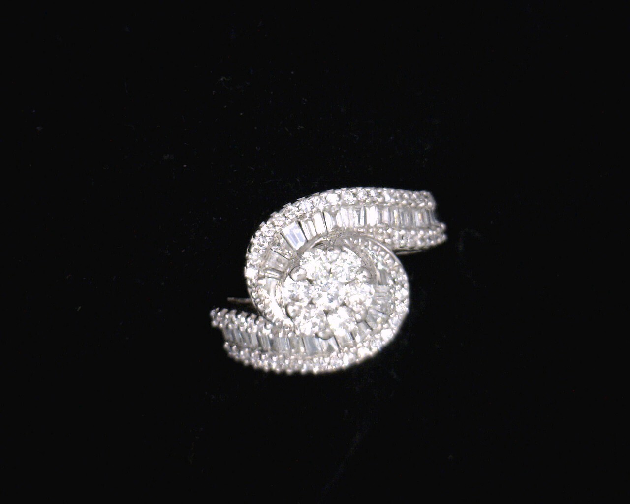 45336 White Gold Lady's Swirl Cluster Engagement Ring