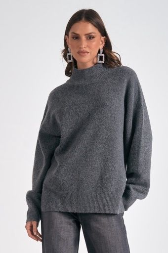Mock Turtleneck Sweater Dark Grey
