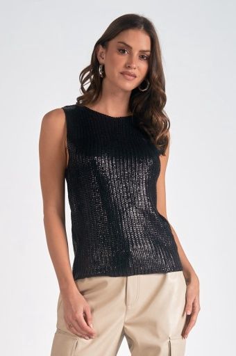 Glitter Tank Top Black, Size: S, Colour: black, Season: 2024 fall