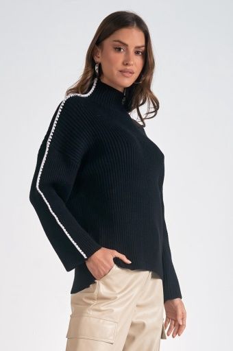 Mock Neck Sweater  Black