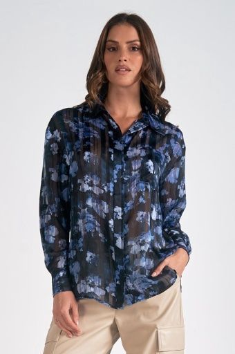 Blue Floral Blouse, Size: L, Colour: blue floral, Season: 2024 fall
