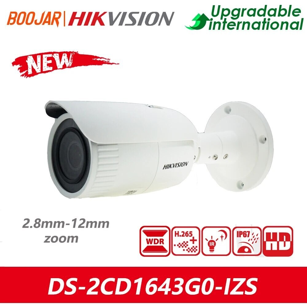 Hikvision Original DS-2CD1643G0-IZS 4 MP Varifocal Bullet Network Camera 2.8-12mm Zoom Support  Audio And Alarm IR 50M IP67, Focus: 2.8-12mm zoom