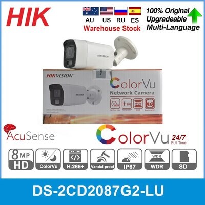 Hikvision IP Camera 4K 8MP Bullet DS-2CD2087G2-LU ColorVu Network AcuSense PoE Microphone Video Surveillance Full Color H.265+