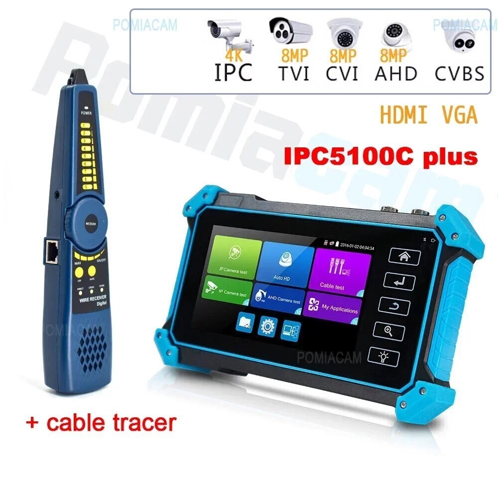 Best Tester network HD coaxial CCTV Tester monitor IPC5100 PLUS HIKVISION Dahua test tool network cable TDR test WIFI POE