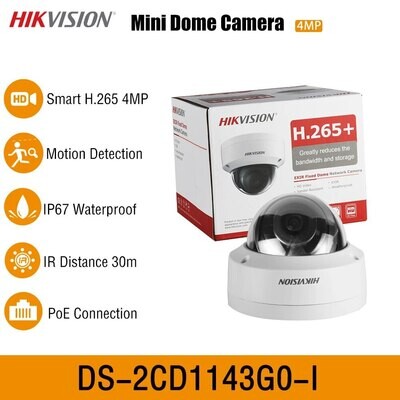 Hikvision DS-2CD1143G0-I 4MP Outdoor IP67 WaterProof VandalProof Dome Camera Night Vision IR30m Motion Detection H.265 P2P Onvif