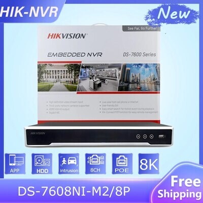 Original HIK 8CH PoE 8K NVR DS-7608NI-M2/8P for IP Camera Storage Playback 2 SATA interfaces Video Surveillance Network Recorder