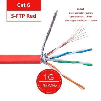 Network CAT6 S-FTP Bulk Patch Raw Cable AWG26 Multi-cores Stranded Copper Wires LSOH LSZH Jacket