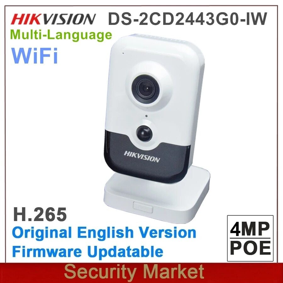 Original Hikvision English Version 4MP IR Cube Network Camera DS-2CD2443G0-IW CCTV Wireless POE IP Wifi IPC, Focus: 2.8mm, Ships From: CHINA