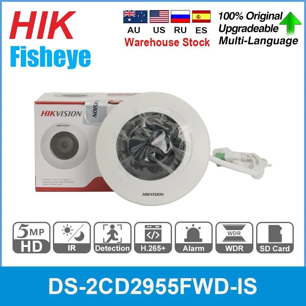 Hikvision FishEye 5MP IP Camera DS-2CD2955FWD-IS Security POE Night Vision Fixed Dome 180° Panorama Surveillance CCTV Cameras, Sensor Size: Original, Ships From: CHINA