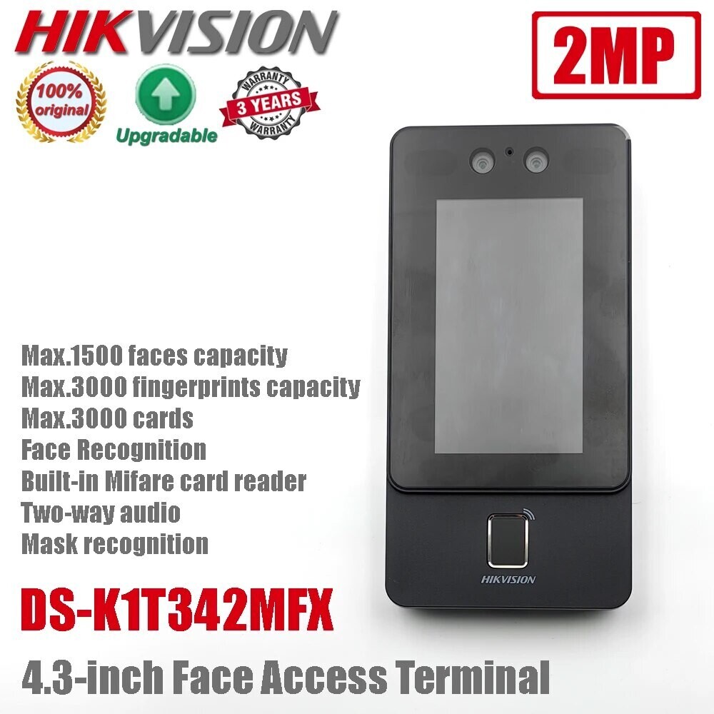 Hikvision DS-K1T342MFX 2MP Face Fingerprints Recognition Access Terminal Two Way Audio Access Control Built-in Card Reader