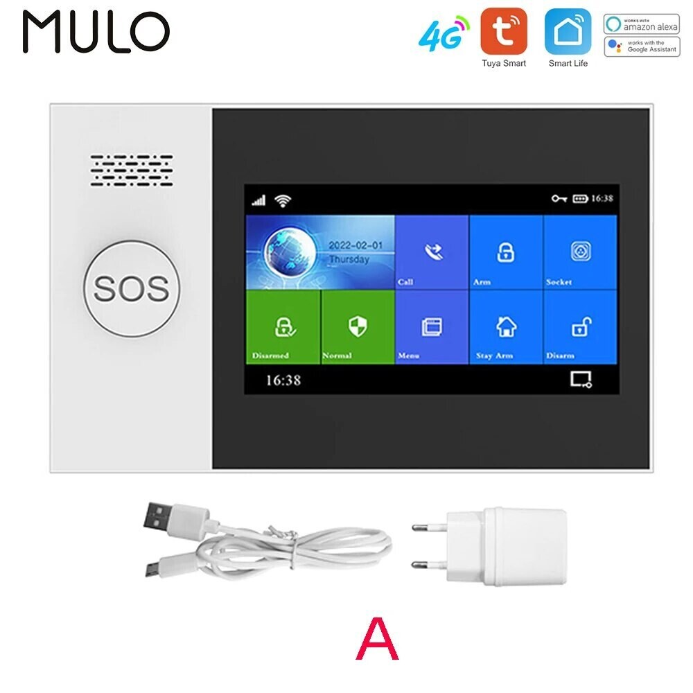 Tuya 4G Home Alarm Smart Home WIFI Security Alarms For Home House Touch Screen Apartment Alarms Support Smart Life APP Alexa, Color: EU plug, Plug Type: A, Ships From: CHINA