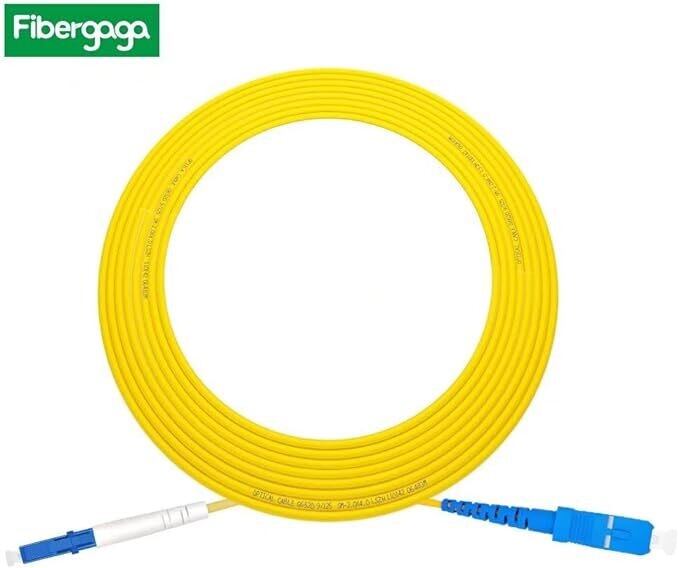 Fibergaga-5m(16ft) OS2 SC/UPC to LC/UPC Fiber Patch Cable Single Mode Fiber, Simplex, Length Option: 0.5M(1.6ft)-100m(328ft) 9/125µm 2.0mm Cable Diameter Fiber Optic Cable, OS1/OS2 Compatible