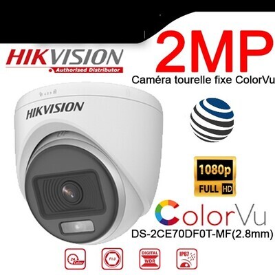 Caméra tourelle fixe ColorVu 2MP Hikvision DS-2CE70DF0T-MF(2.8mm)