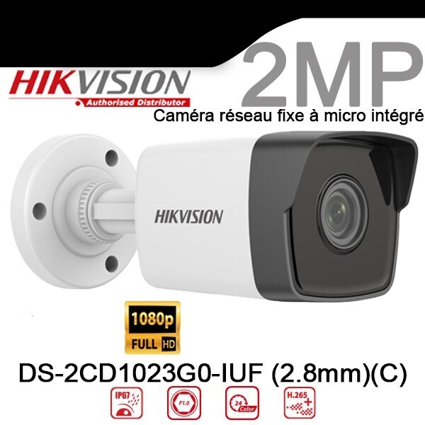 HIKVISION 2MP fixed network camera with integrated microphone - DS-2CD1023G0-IUF (2.8 mm)