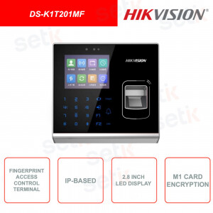 DS-K1T201MF - HIKVISION - LECTEUR DE CARTE MIFARE ET EMPREINTE DIGITALE - AVEC ÉCRAN LCD 2,8 POUCES