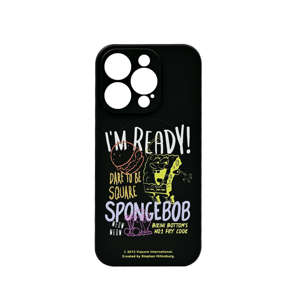 MOBILIUS SILICONE CASE WITH MICROFIBER AND MAGSAFE FOR APPLE IPHONE 15 PRO DUBAI : READY SPONGE BOB BLACK