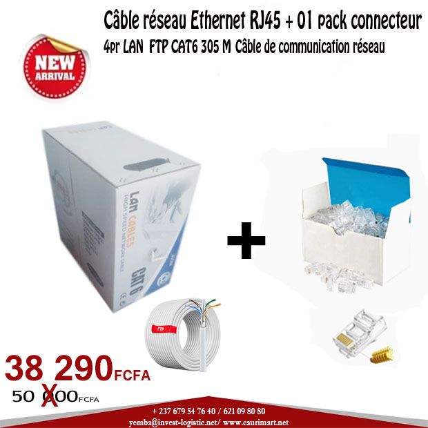 RJ45 Ethernet network cable + 01 connector pack 
4pr LAN FTP CAT6 305M Network Communication Cable