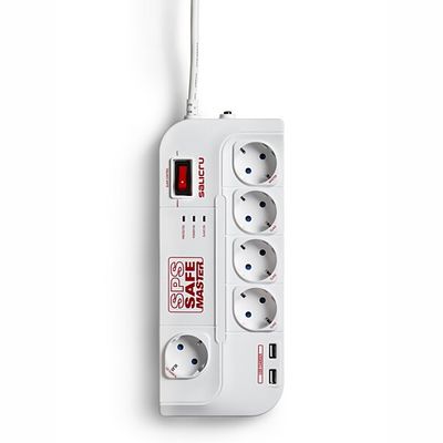 SPS Safe Master Extension Cable - Salicru - Surge Protector Socket - 5 Sockets + 2 USB - Surge Protection