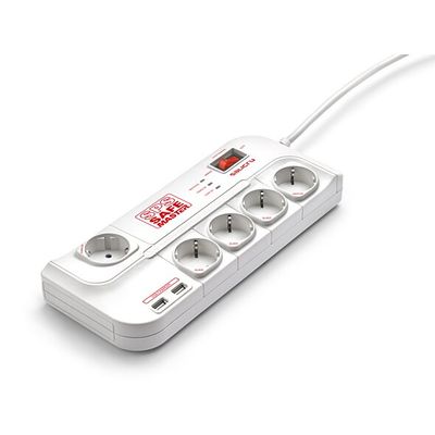 SPS Safe Master Extension Cable - Salicru - Surge Protector Socket - 5 Sockets + 2 USB - Surge Protection