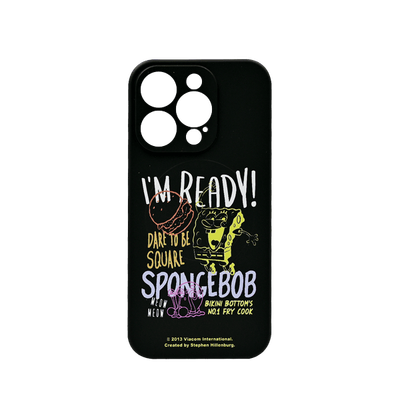 MOBILIUS SILICONE CASE WITH MICROFIBER AND MAGSAFE FOR APPLE IPHONE 15 PRO DUBAI : READY SPONGE BOB BLACK