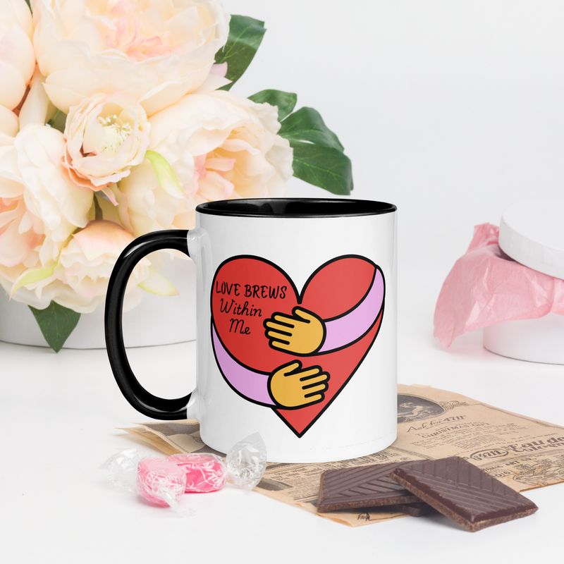 Love Brews Within Me Mug with Color Inside