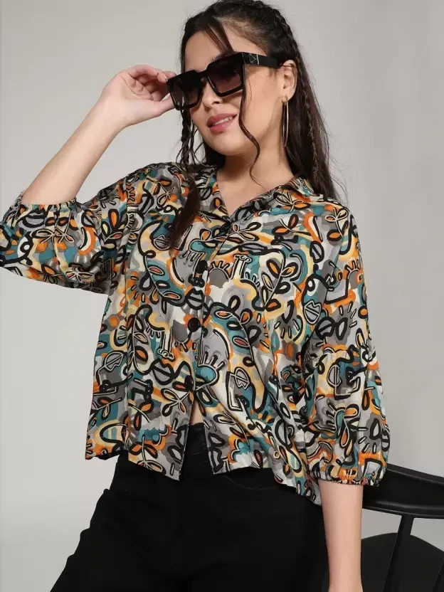 Women Boxy Fit Printed Casual Shirt