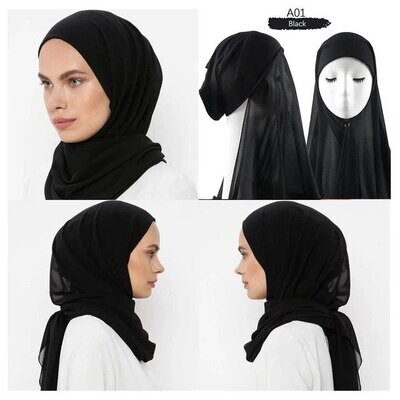 Instant Chiffon Shawl with Inner Cap