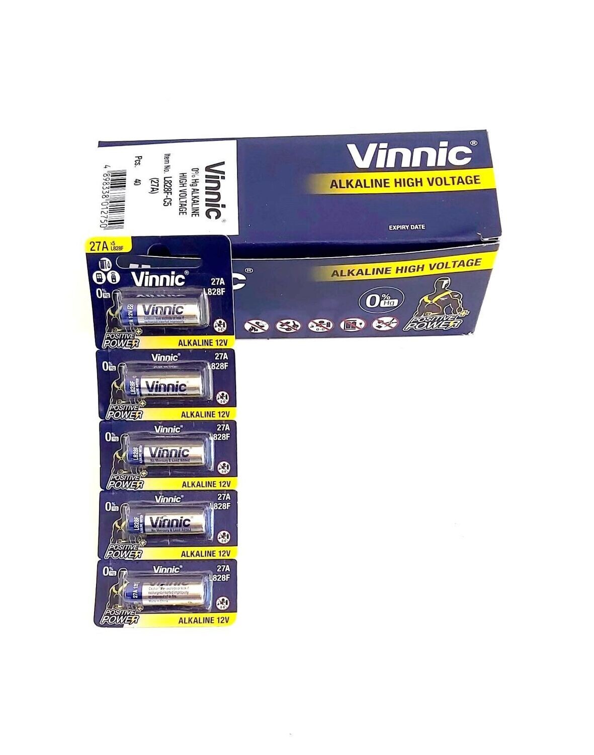 X 40 Pilas A27 Vinnic 12v alcalinas L828F Caja 40 unidades