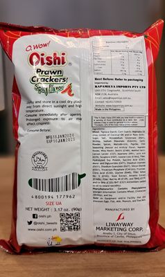 Oishi Prawn Crackers Hot &amp; Spicy (90g)