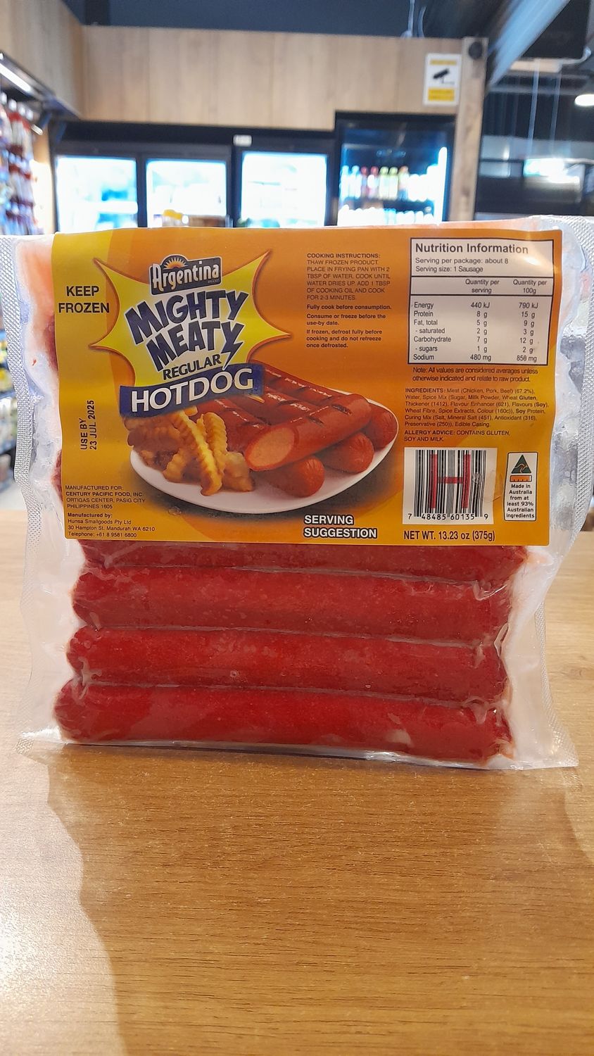 Argentina Regular Mighty Meaty Hotdog 375g