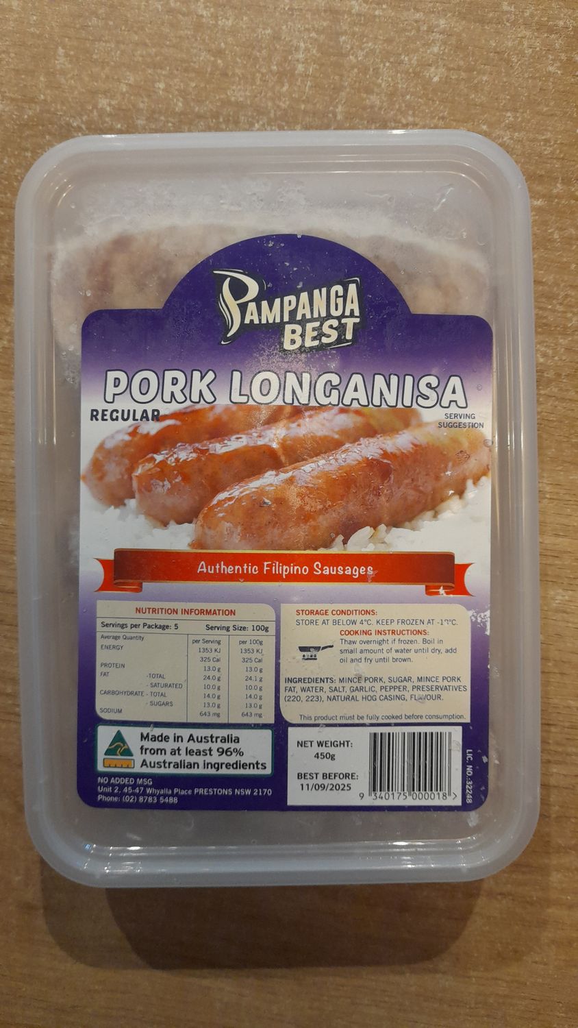 Pampanga Best Pork Longanisa Regular