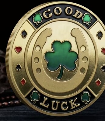 Green Four-Leaf Clover Good Luck Magic Spell Casting Gold Coin