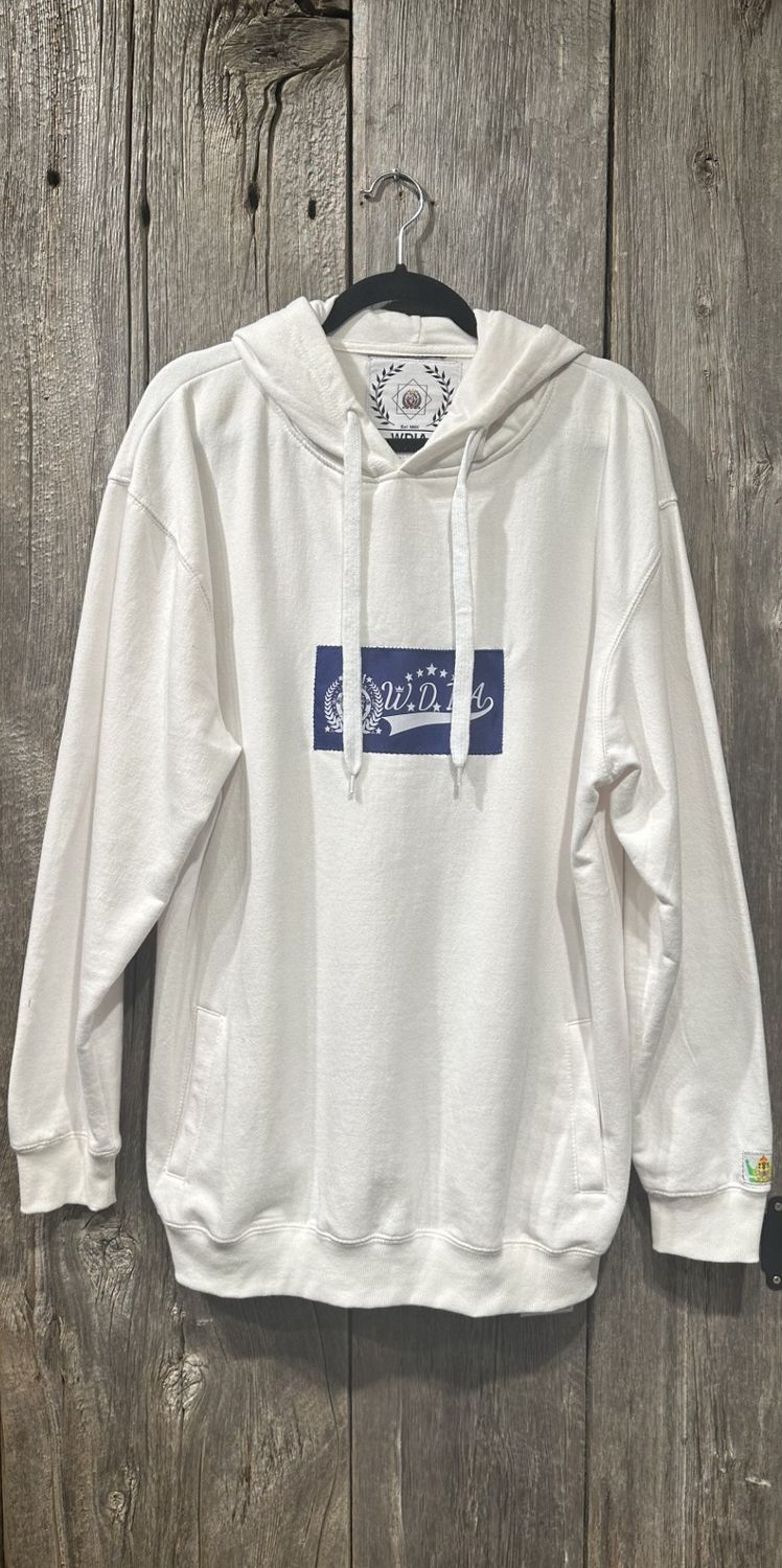 WDIA Hoodies, Colour: Blue Patch on White Hoodie