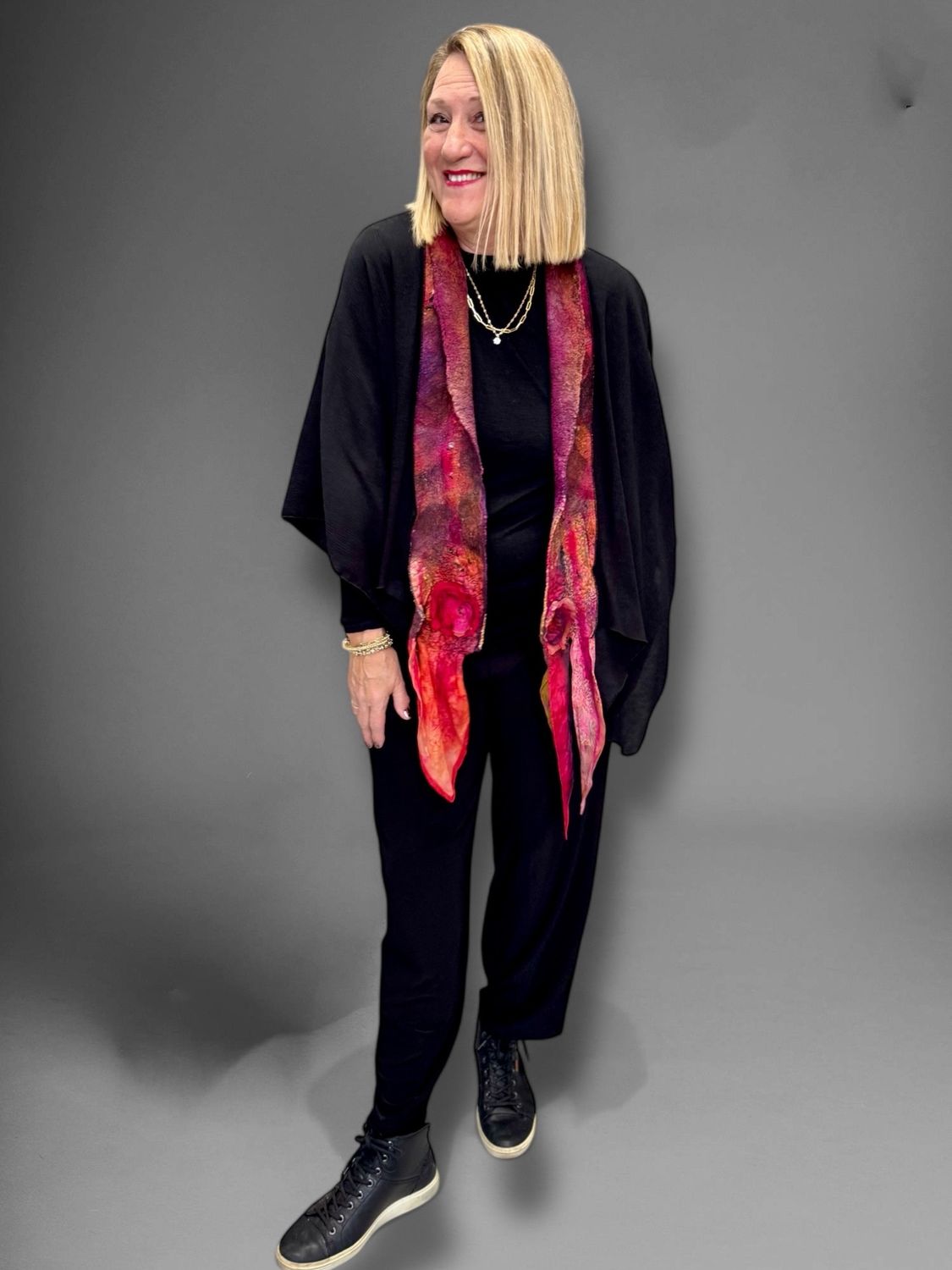 Black &amp; burgundy ruana