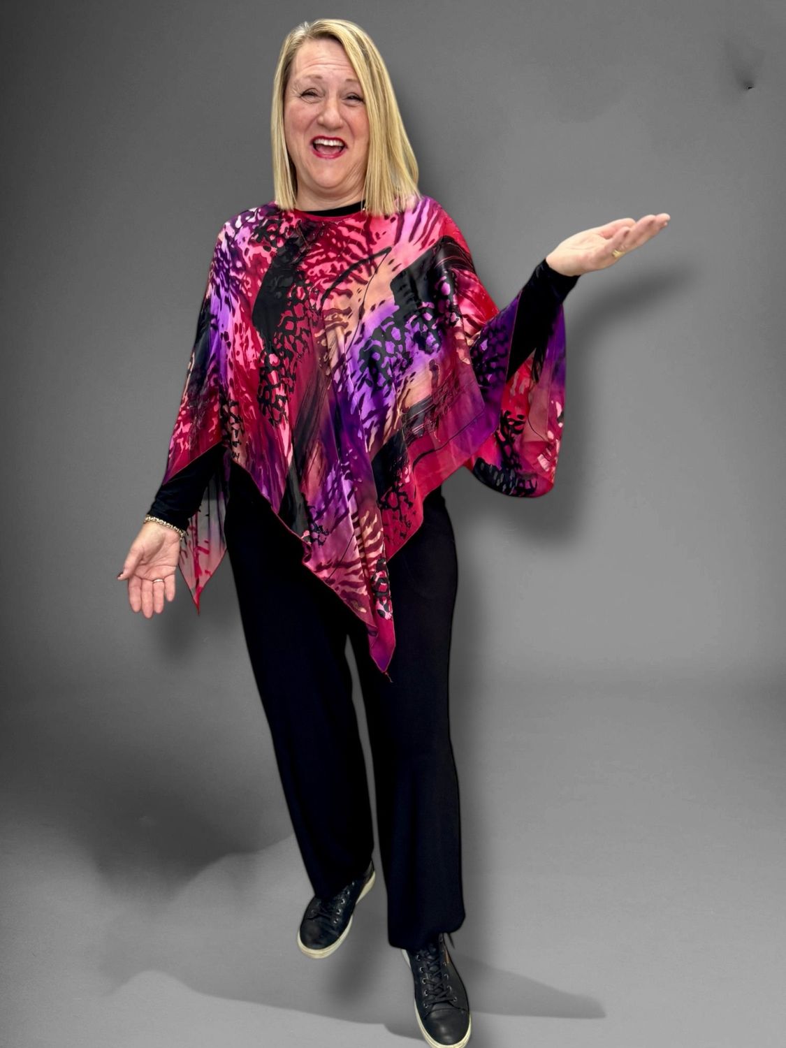 Red,Pink&amp;Black poncho