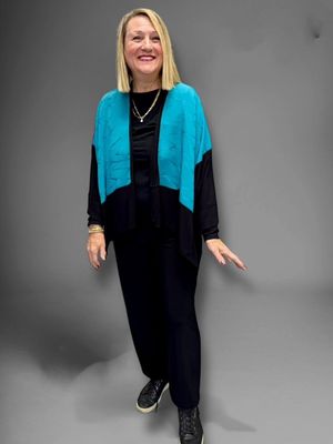 Teal &amp; black silk jacket