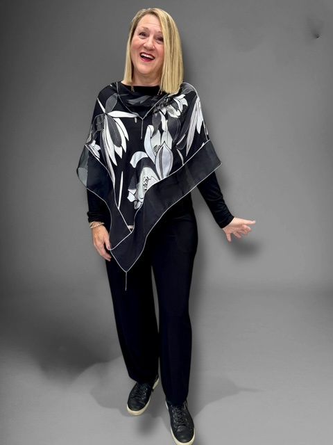 B&amp;W silk poncho