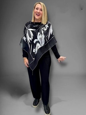 B&amp;W silk poncho