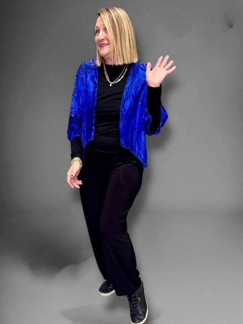 Blue silk poncho