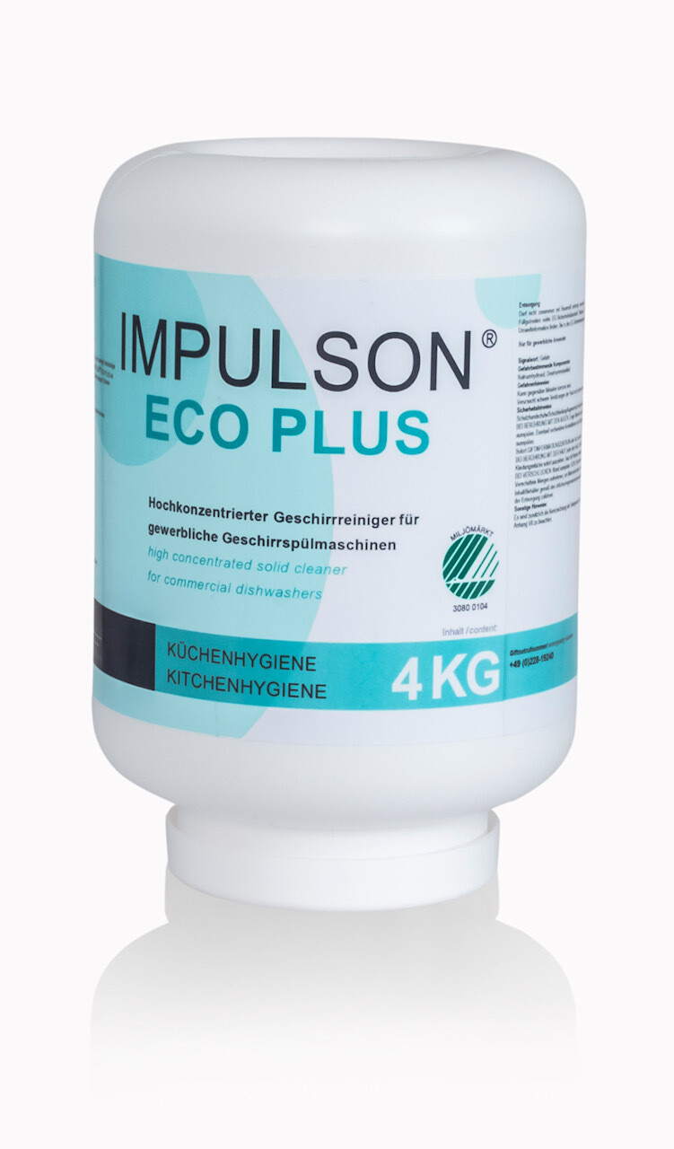 IMPULSON eco plus
Feststoff-Geschirrreiniger für gewerbliche Geschirrspülmaschinen