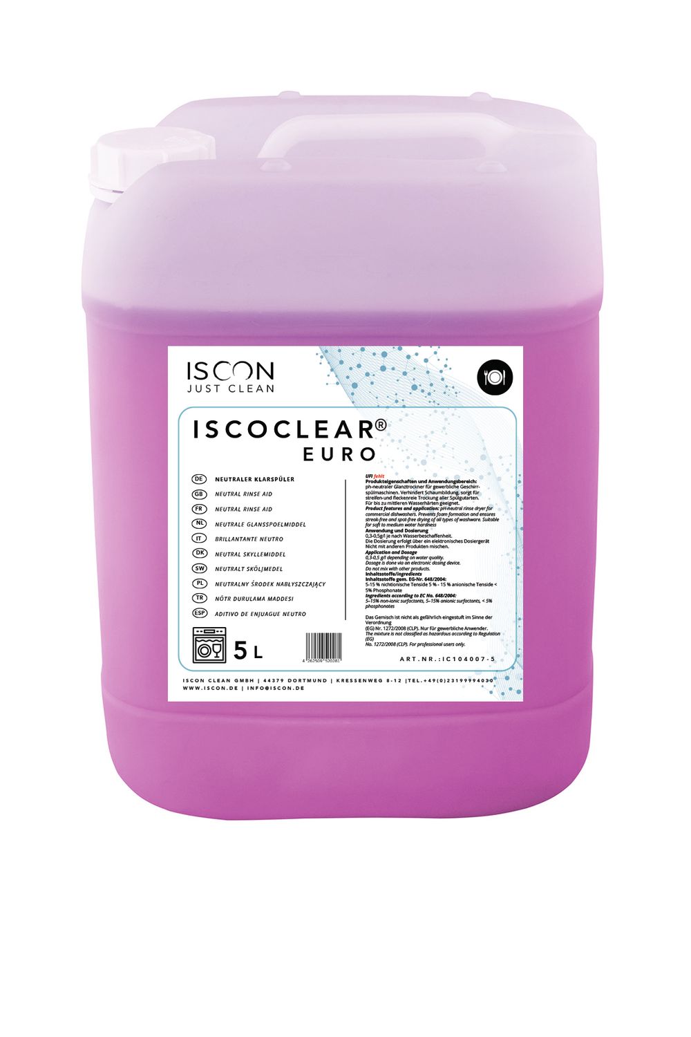 ISCOCLEAR euro Spezialklarspüler neutral für gewerbliche Geschirrspülmaschinen
