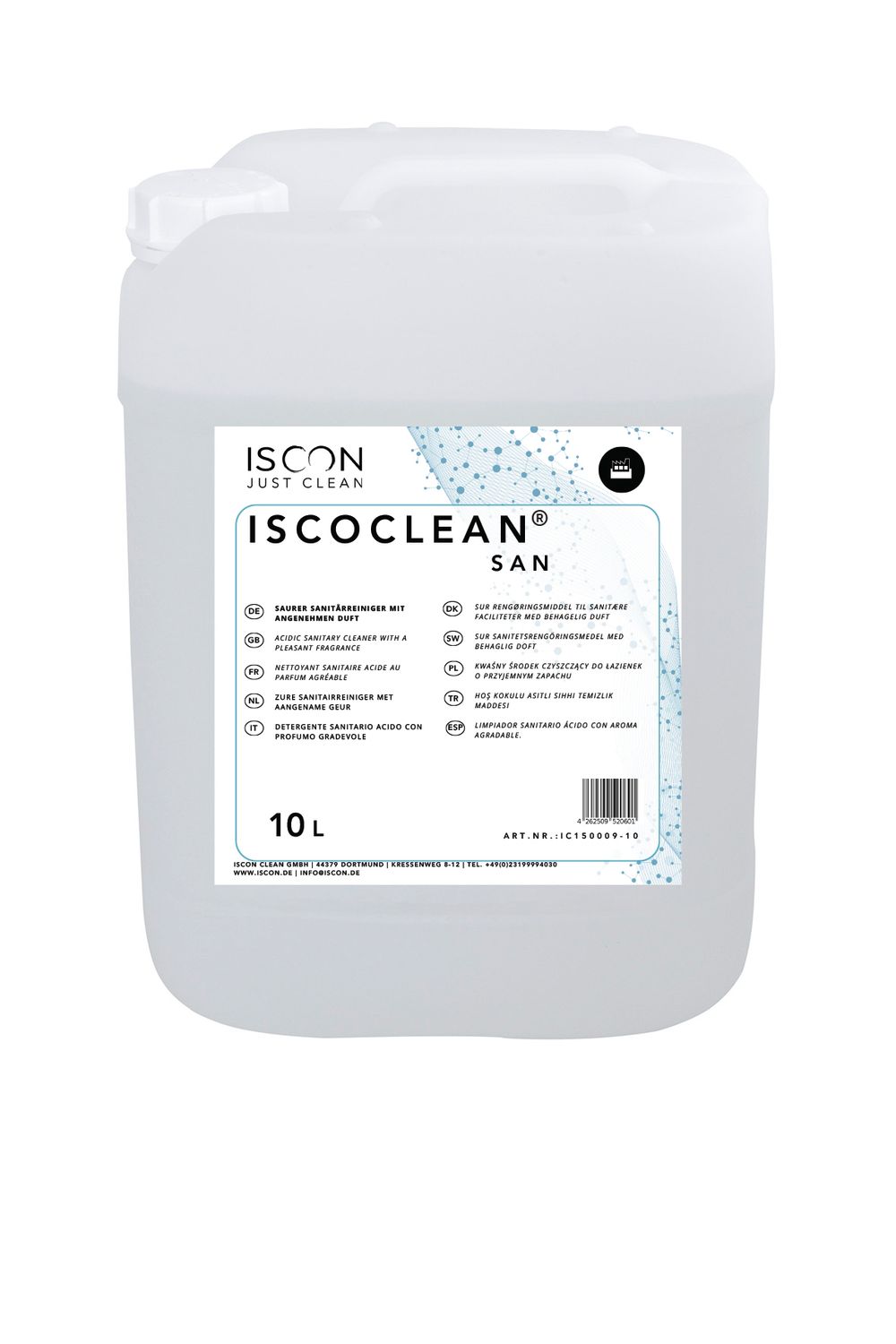 ISCOCLEAN SAN ist ein hochwirksamer, saurer Sanitärreiniger im Konzentrat