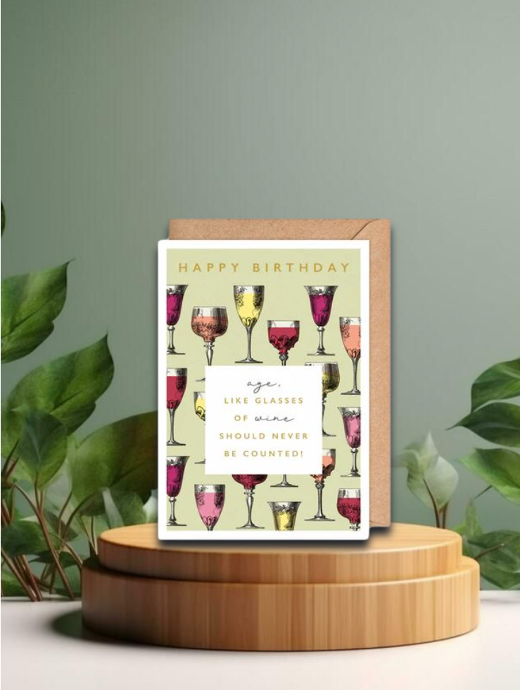 The Art File happy birthday age, like glasses of wine