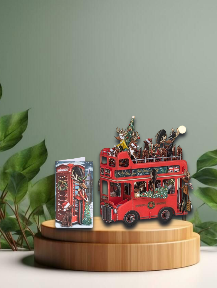 3D Greetings Card   Santas Bus