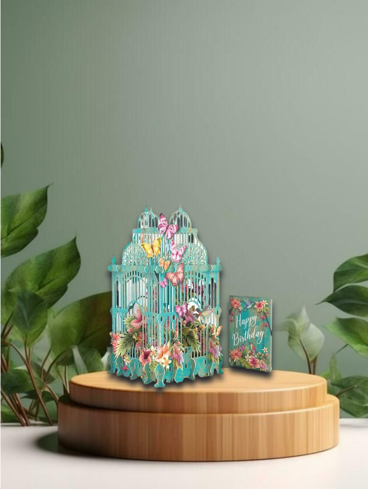 3D Greetings Card   Tropical Cage